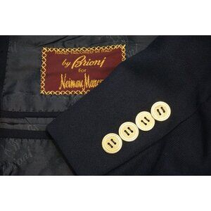 Brioni NM Traiano Navy Blue Wool Sport Coat Blazer Gold Button Sz 40L